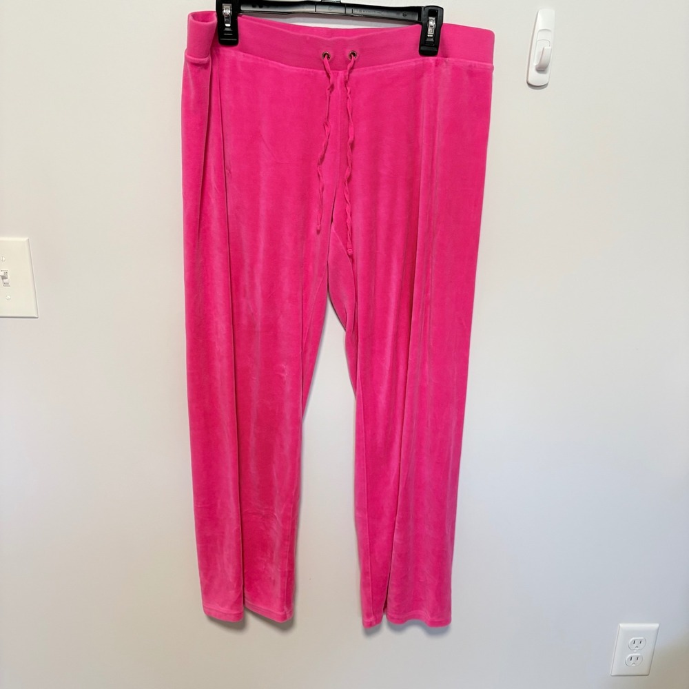 Juicy Couture Velour Track Pants Womens Pink XL Y2K Loungewear Joggers